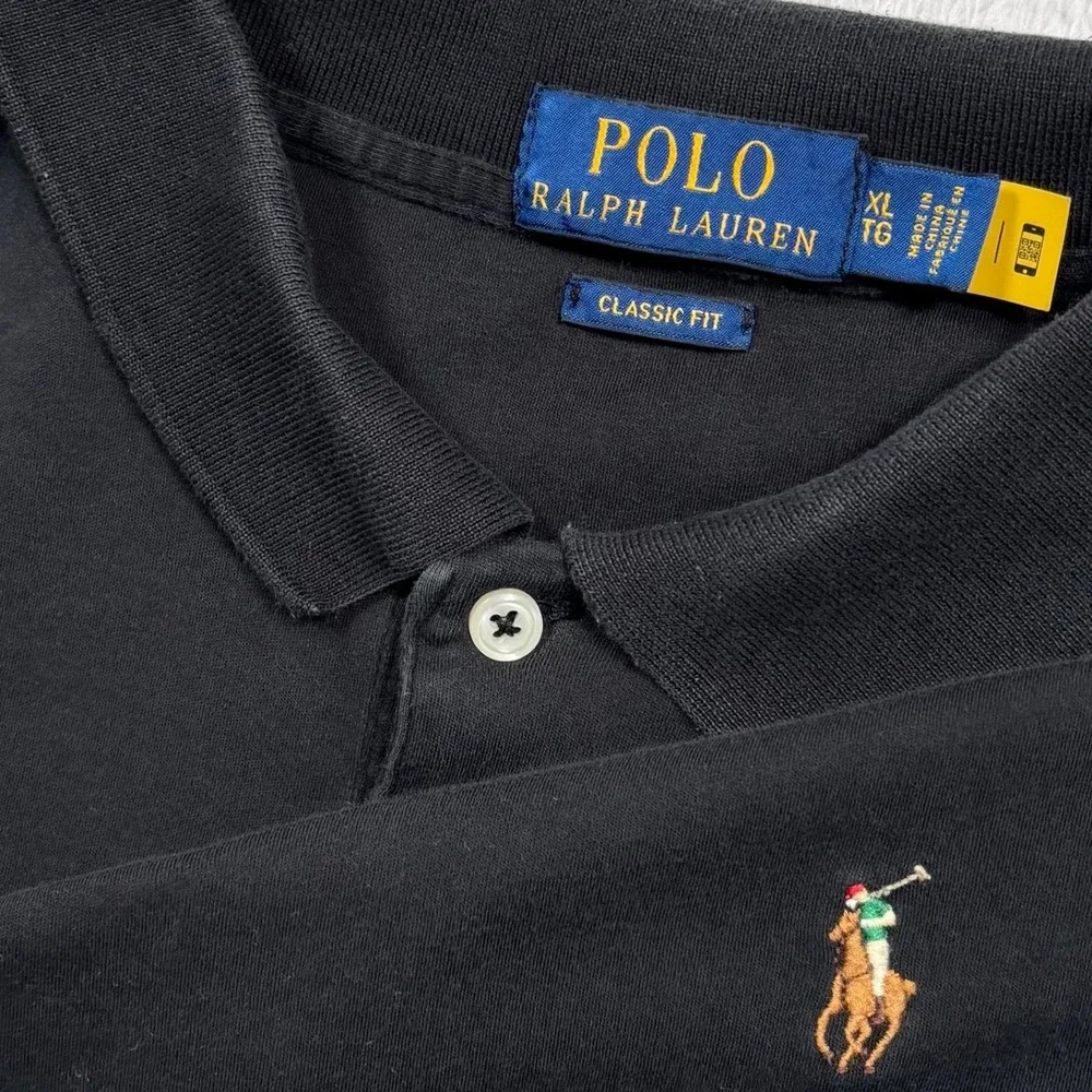 Polo Ralph Lauren Polo Shirt Men XL Black FLESH PONY Short Sleeve Classic Preppy